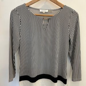 STRETCHY STRIPED TOP 3/4” WITH CROPPED SLEEVE